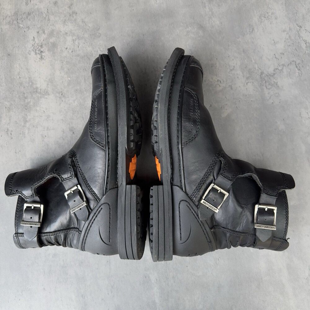 Harley Davidson Mens Shift Riding Boots 13 Black Leather Motorcycle Buckles Zip - Picture 5 of 8